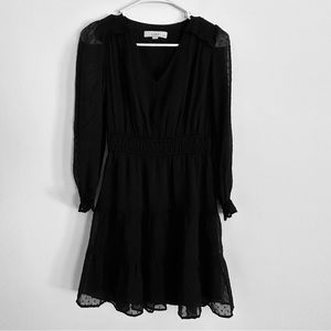 NWOT LOFT black swiss dot v-neck dress